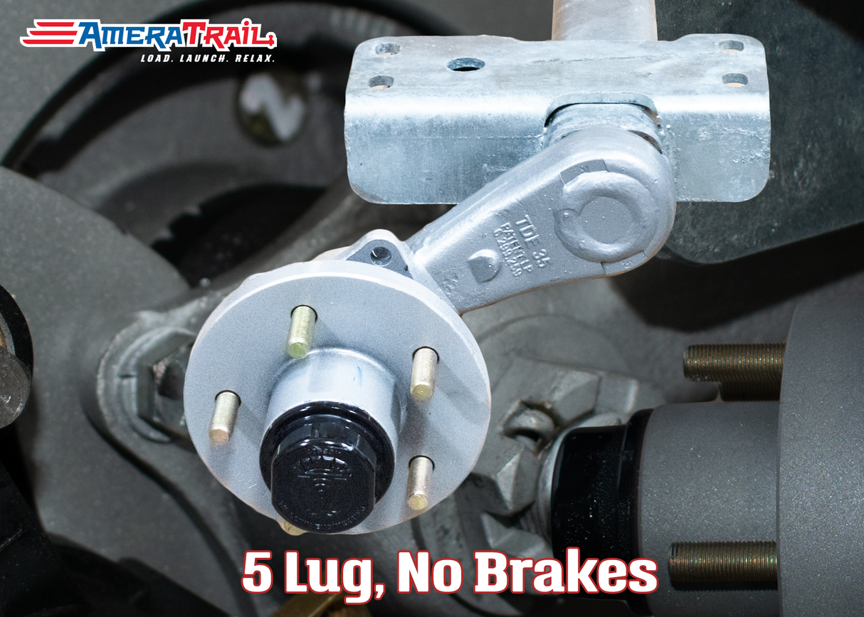 3500 - 3750 lb Torsion Axle w/ Vortex Hubs, V Bend, Available in Multiple Sizes, without brakes.