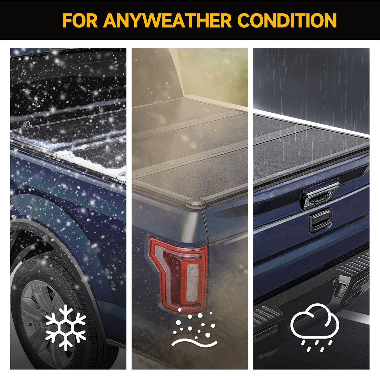Trucktok 2015-2025 Ford F150 6.5FT Hard Tri-Fold Tonneau Cover Truck Bed Pickup TruckTok