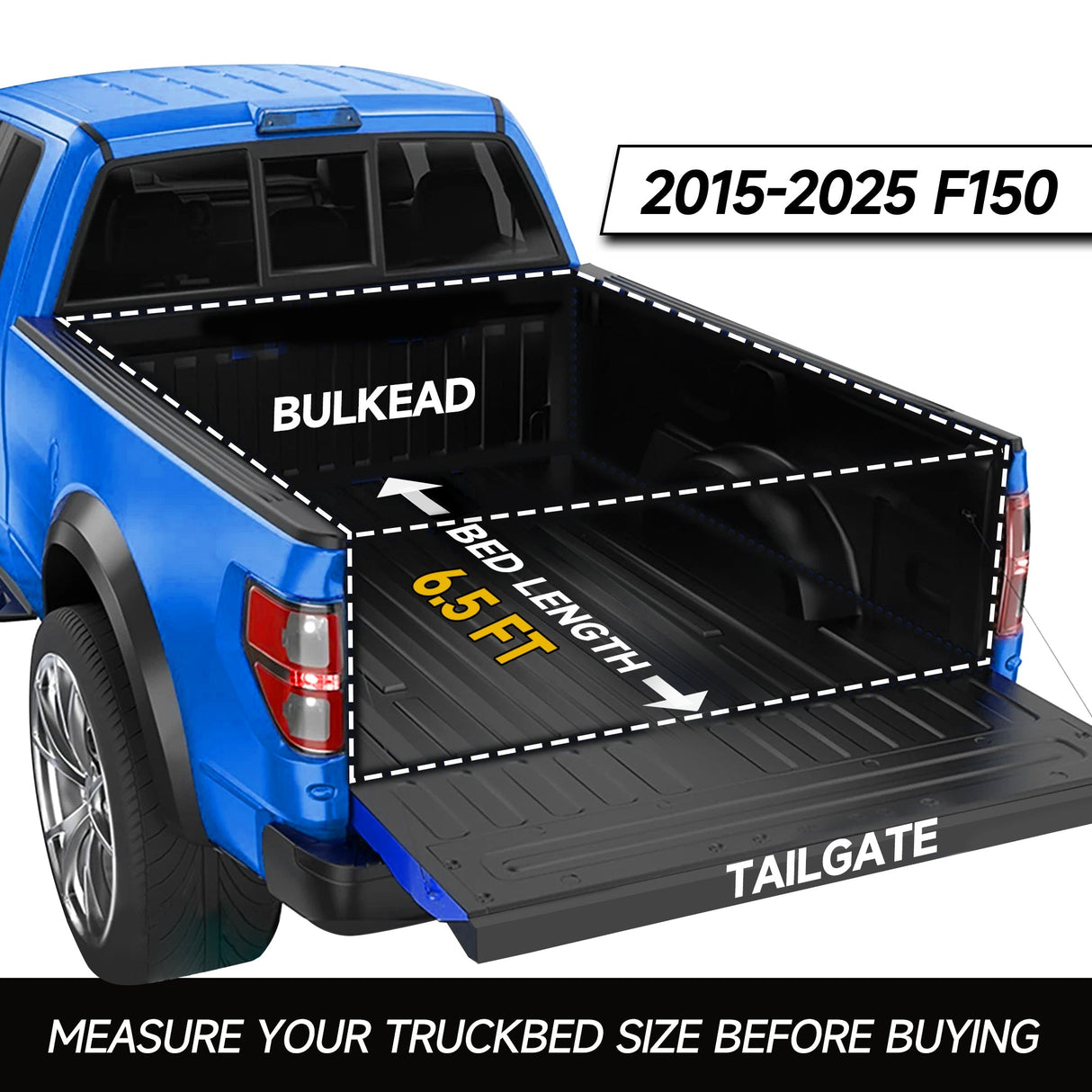 Trucktok 2015-2025 Ford F150 6.5FT Hard Tri-Fold Tonneau Cover Truck Bed Pickup TruckTok