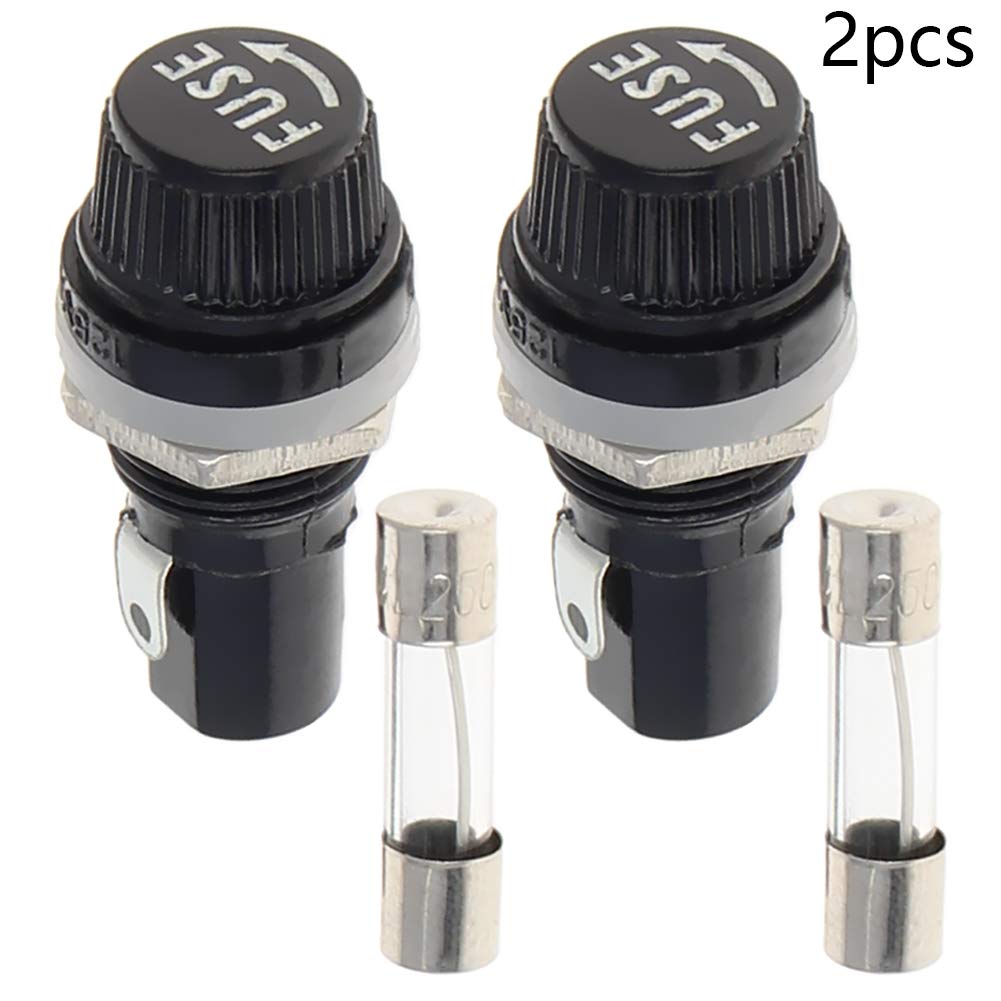 2-20 Amp Fuse Holder-Panel Mt Glass Cyl 1 pack Midwest Fastener/Noble