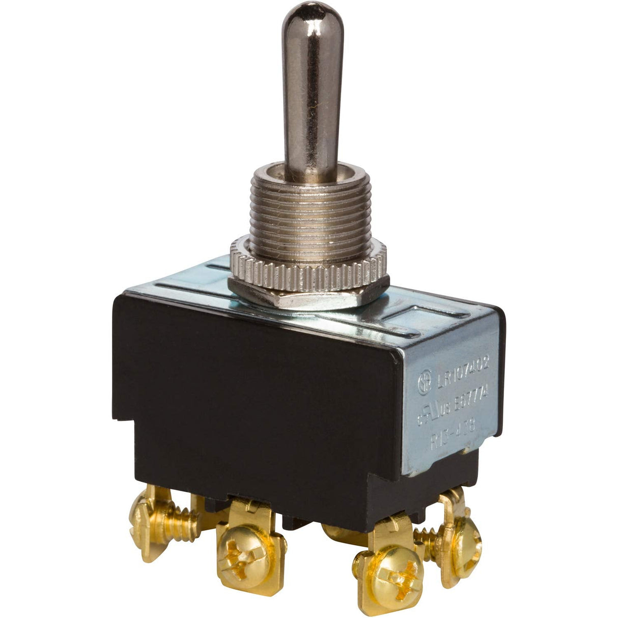 2 Pole Toggle Switch – Heavy Duty, DPDT On-Off-On 6 Screw Terminals – Three Positions – Solid Brass, Nickel Plated Bushings TekShack