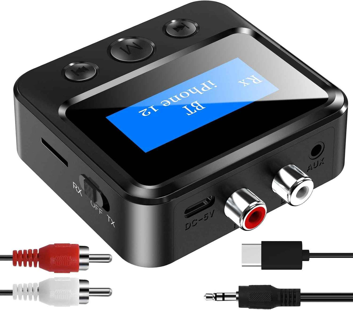 Bluetooth Transmitter Receiver – RCA, AUX, LCD, 33ft Range TekShack