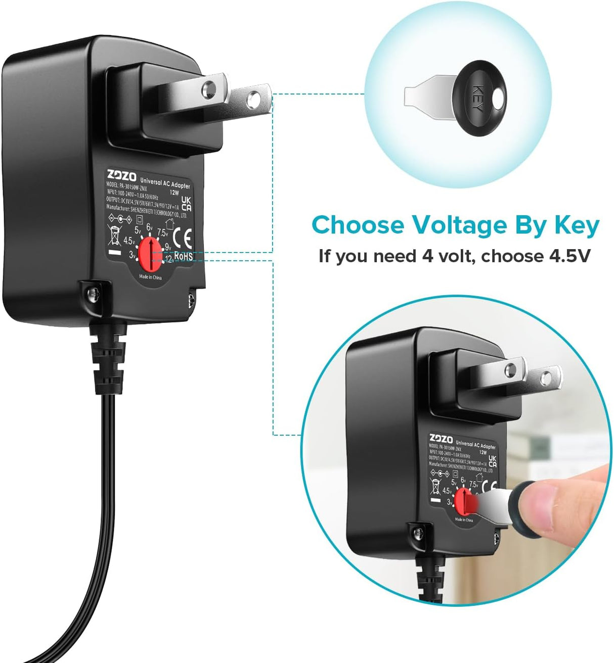 ZOZO Universal AC/DC Adapter 3V-12V 12Watt TekShack