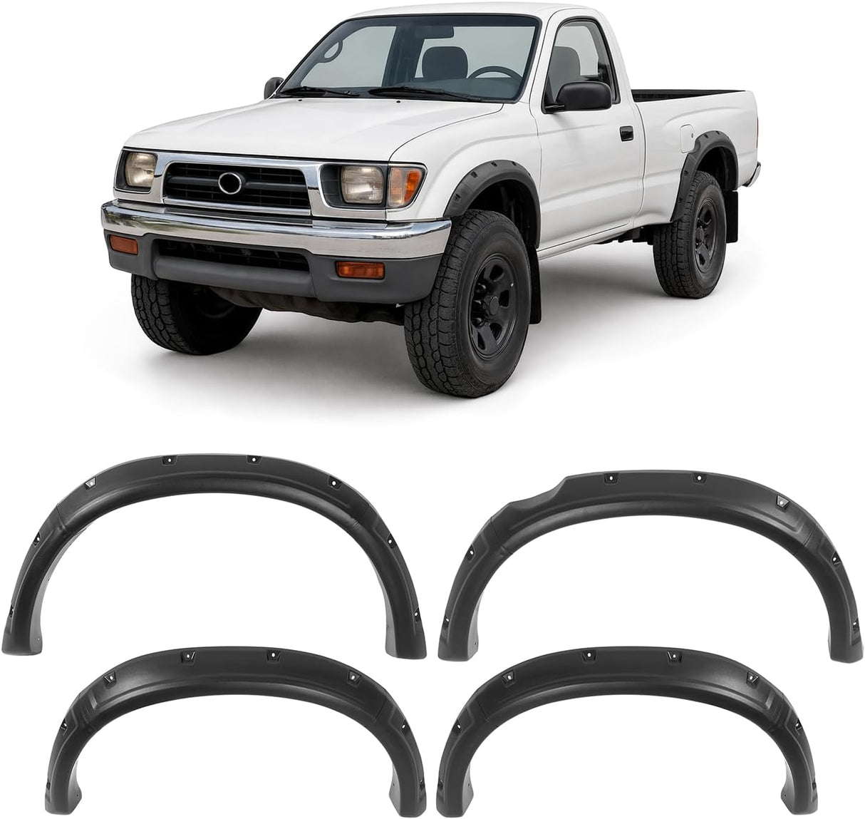 Textured Black Fender Flares 4Pcs for 1995-2004 Tacoma