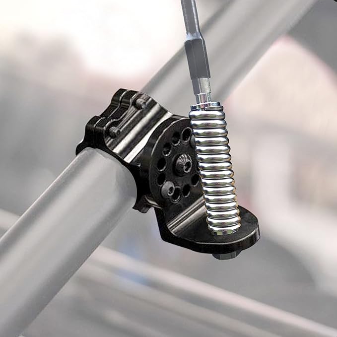 Adjustable CB Antenna Mount with Spring Mounting Base Flag Bracket for 1 3/4” to 1 7/8” Roll Cage Compatible with 2017-2019 Can-Am Maverick HJSIUTV