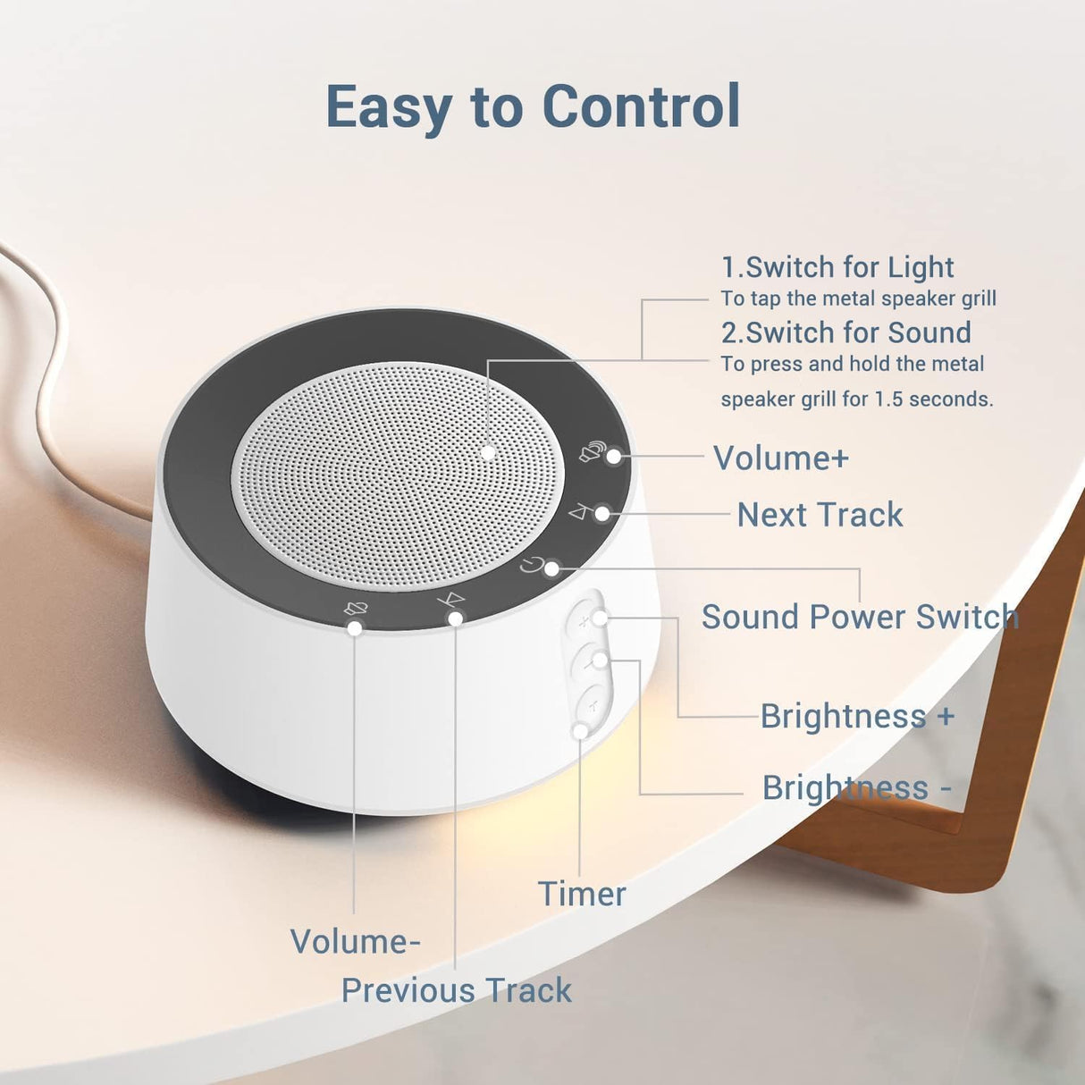 BGOVERSS White Noise Sound Machine – 20 Soothing Sounds, Color Night Light, Sleep Aid for Baby, Kids & Adults BGOVERSS
