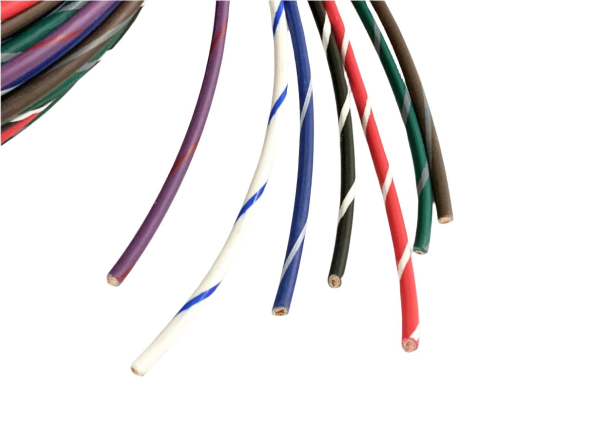 AUTOMOTIVE WIRE - 12 GAUGE GA HIGH TEMP GXL WIRE 7 STRIPED COLORS - 25' EA U.S.A