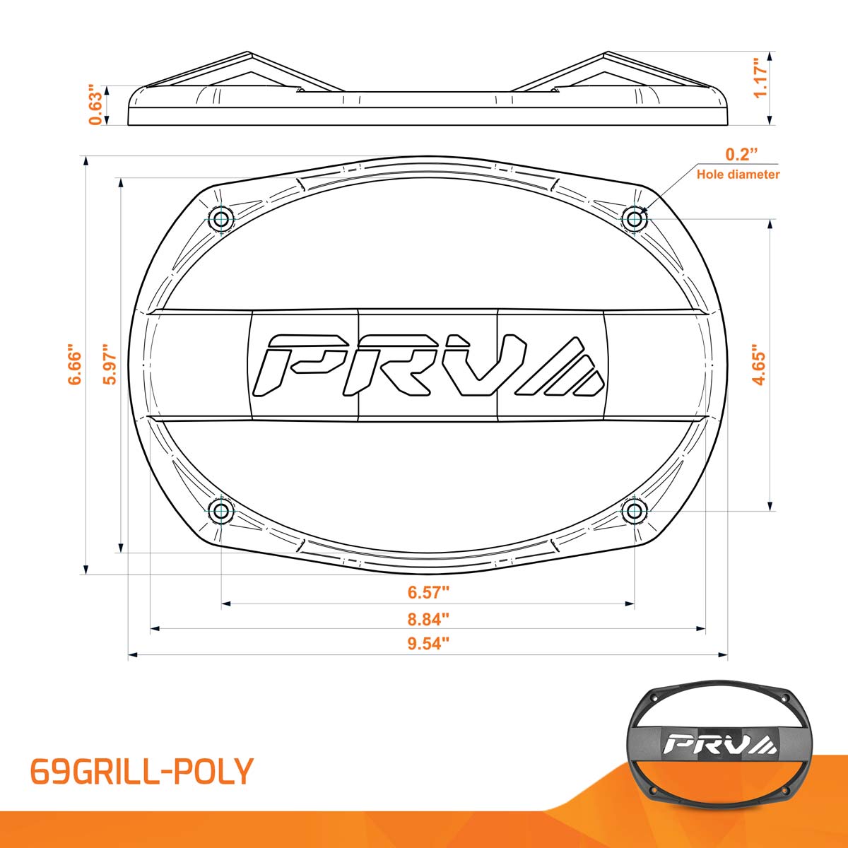 PRV 69GRILL-POLY Grill PRV Audio
