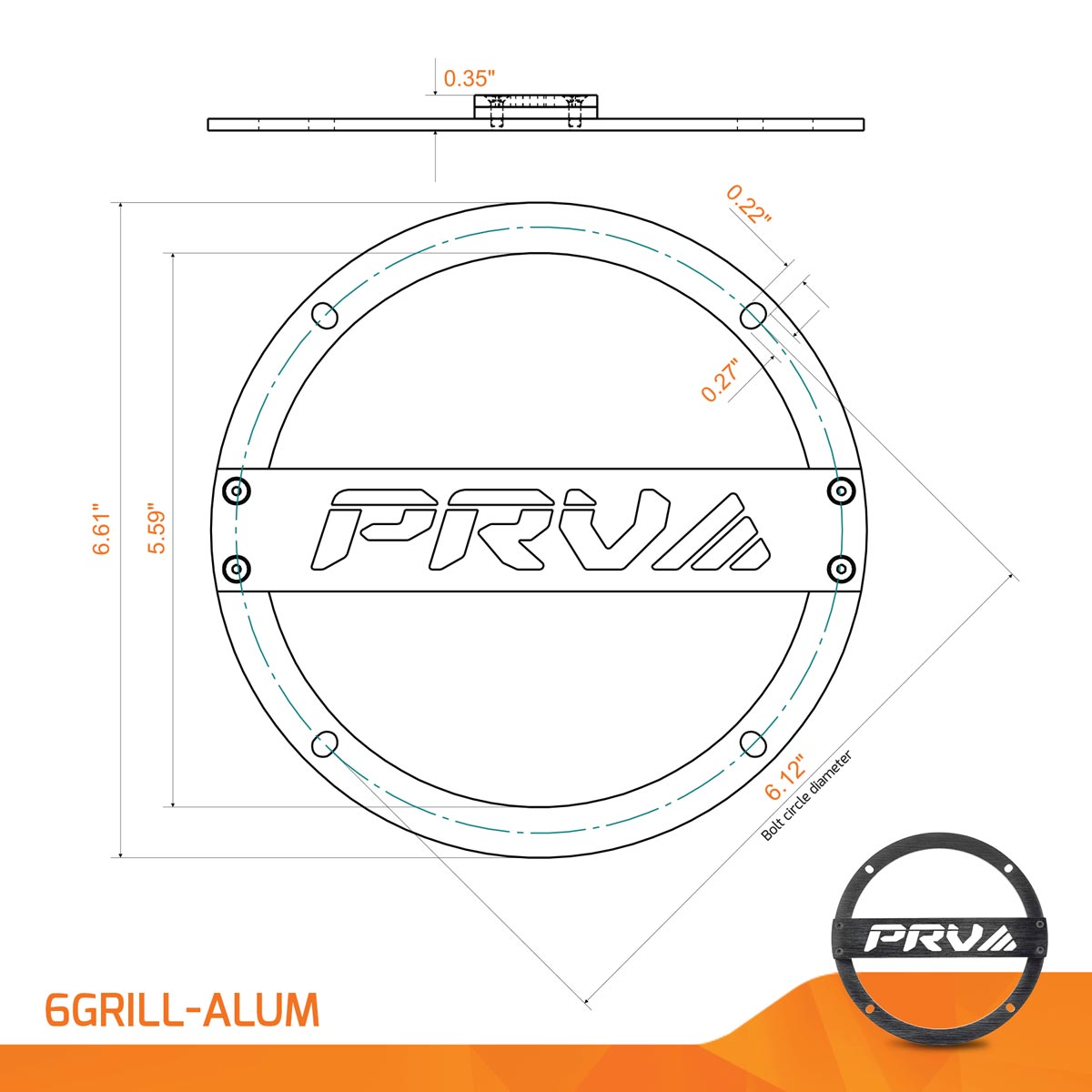 PRV 6GRILL-ALUM Grill PRV Audio