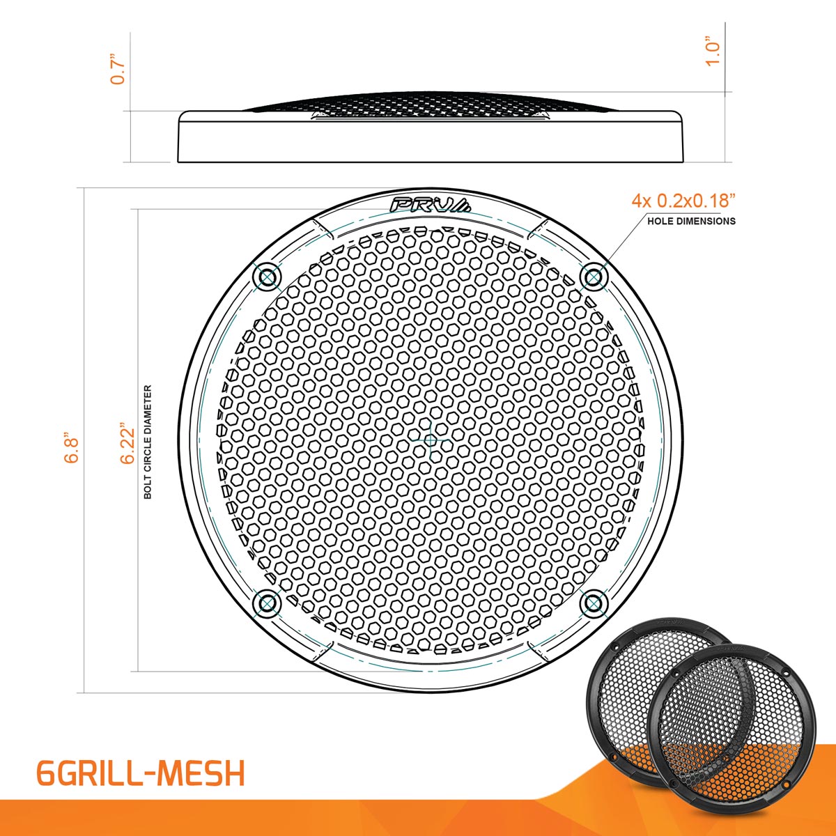 PRV Audio 6GRILL-MESH 6.5" Loudspeaker Grill Mesh Pair