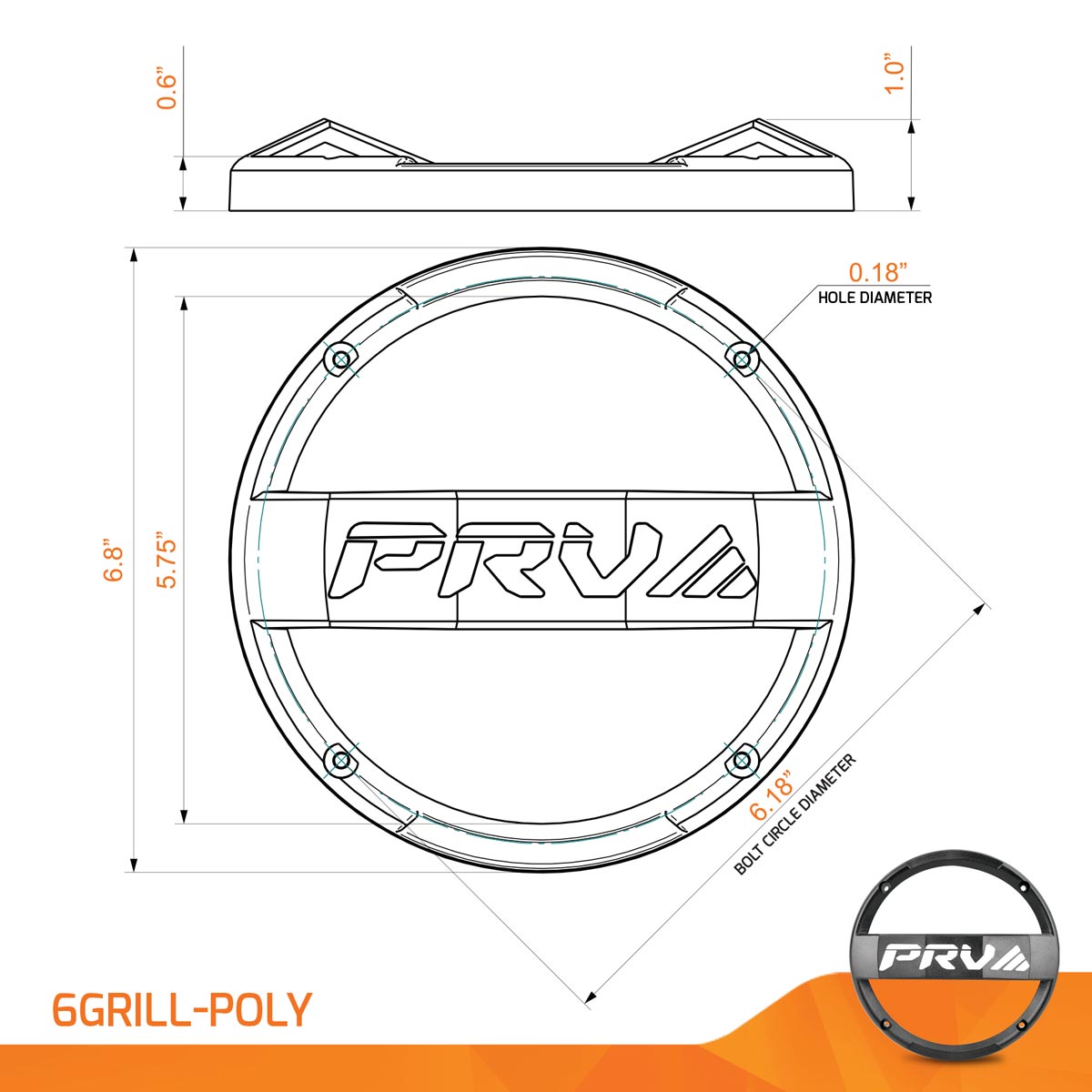 PRV 6GRILL-POLY Grill PRV Audio