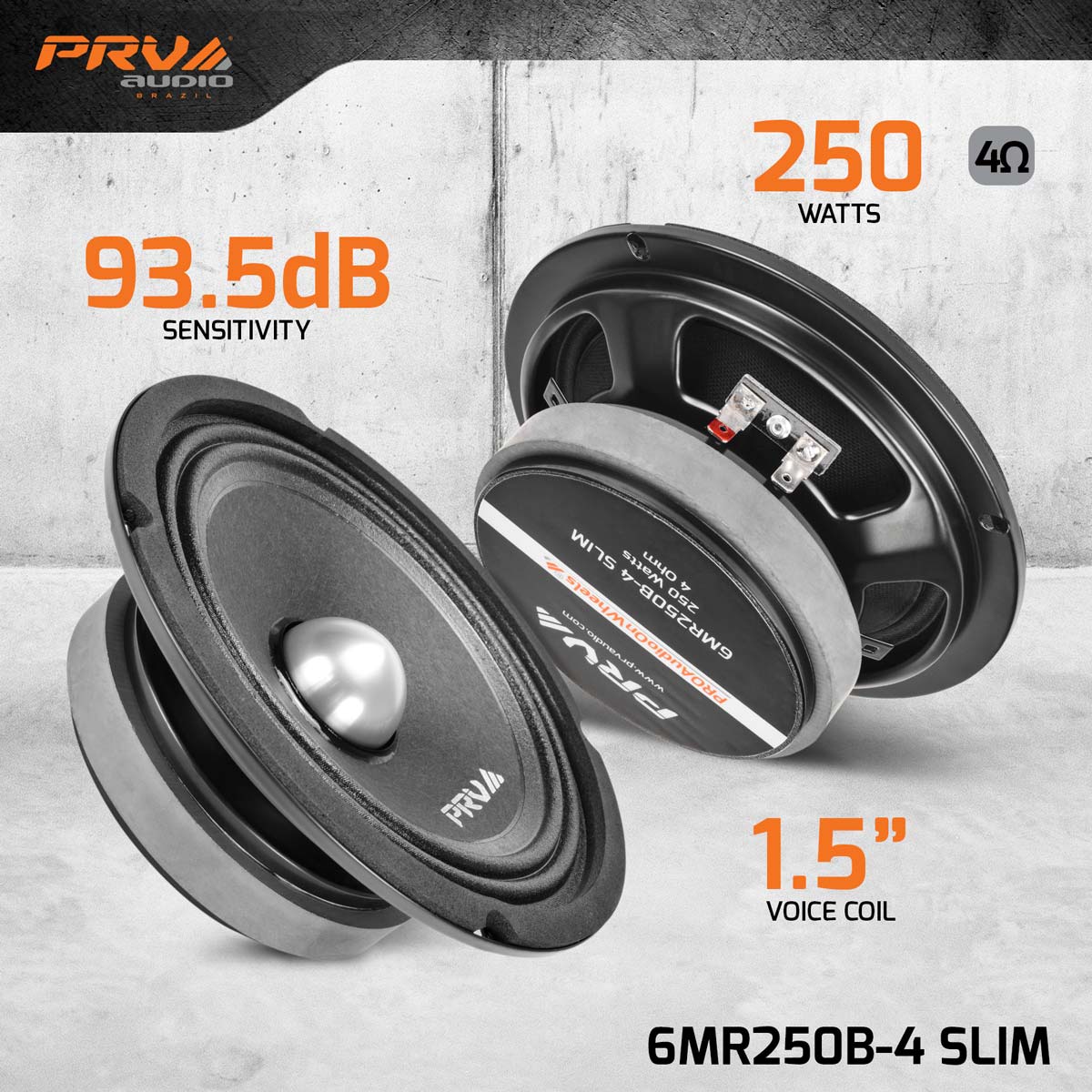 PRV 6MR250B-4 SLIM Midrange PRV Audio