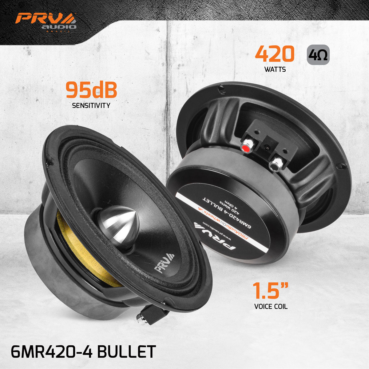 PRV Audio Bundle (2) 6MR420-4 6.5" Midrange Speakers & (2) TW500Ti-4 Pro Tweeters PRV Audio