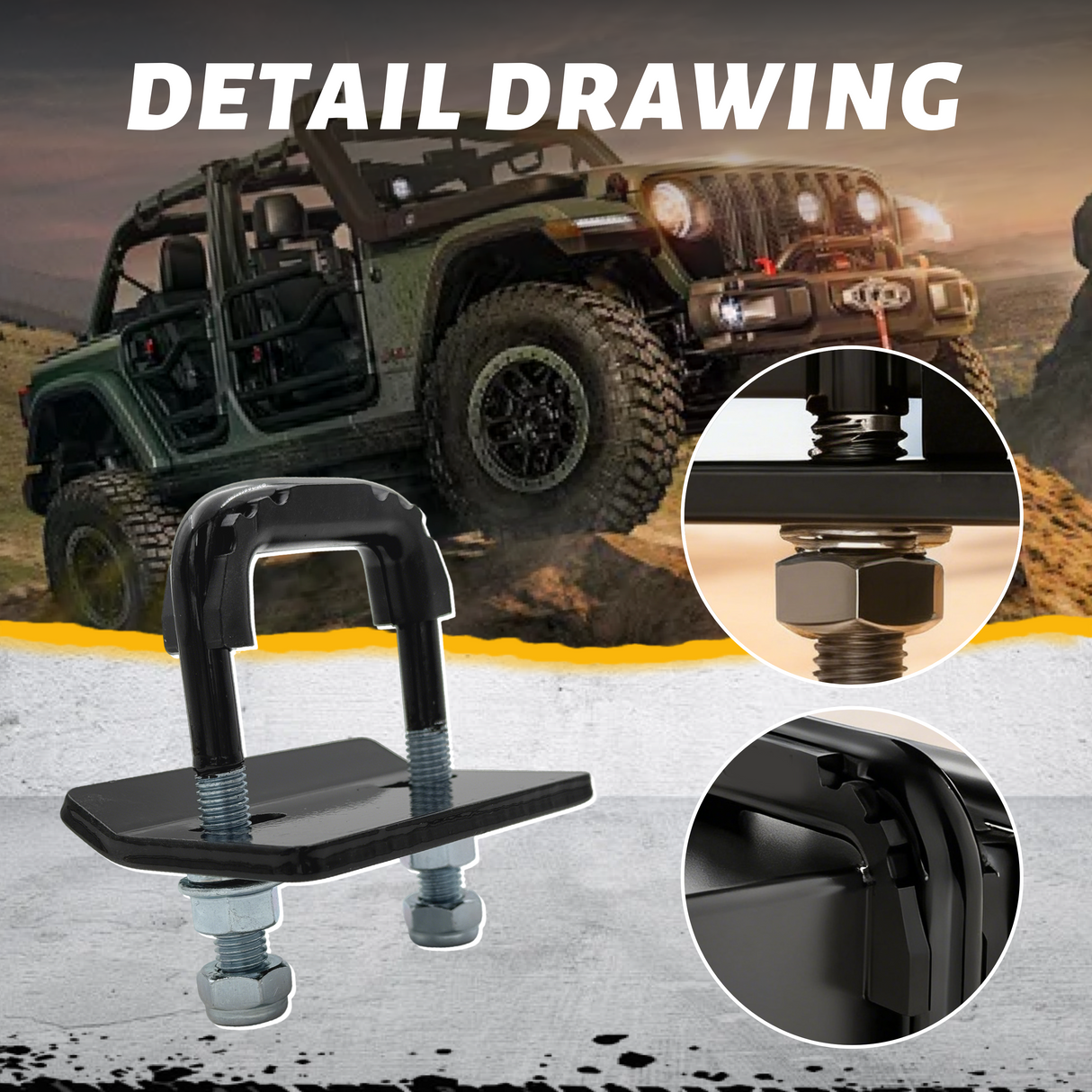 Trucktok 2" Anti-Rattle Hitch Tightener with Rubber Isolator U-Bolt TruckTok