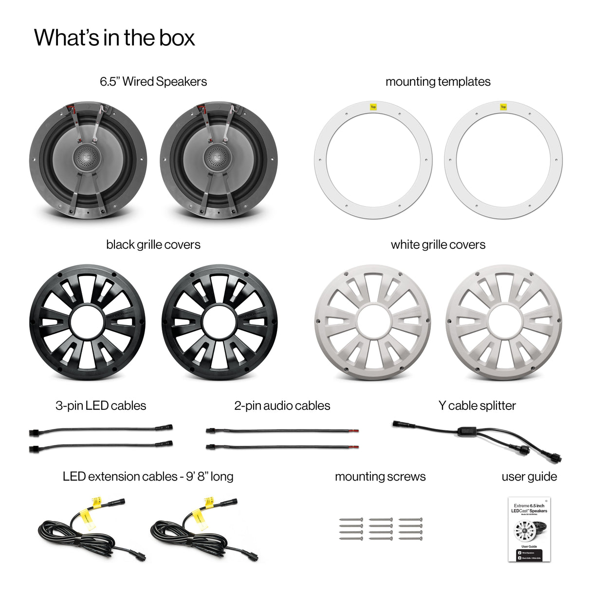 Marine Grade Wired Speaker 6.5" Pair with LEDCast