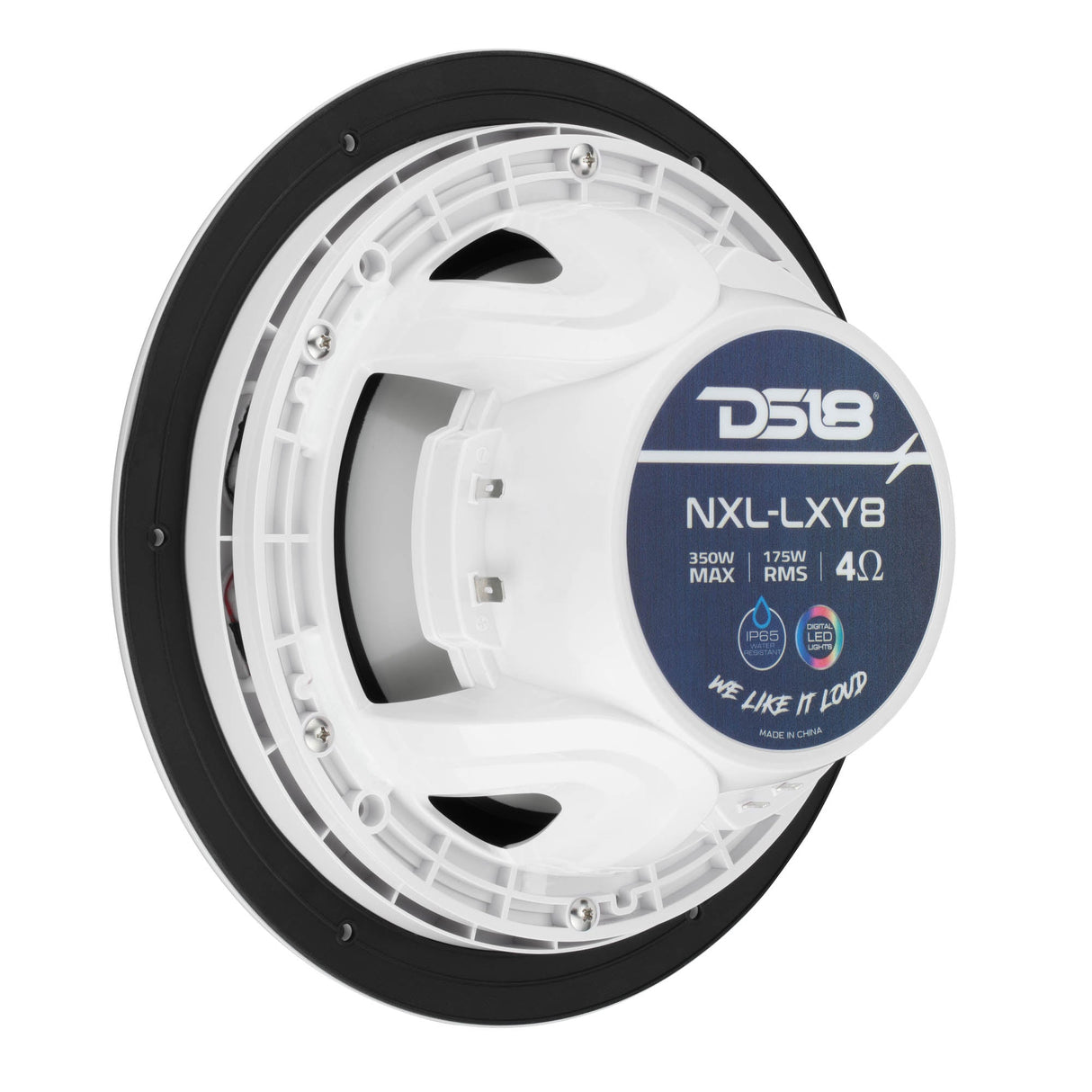 Luxury 8” 2-Way Marine Coaxial Speaker with Digital LED Lights and Flush Magnetic Mount Grille | 175W RMS 4-Ohm