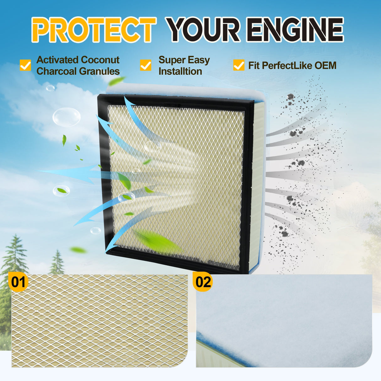 Trucktok 2020-2026 6.7L Ford Powerstroke Diesel Air Filter Replaces FA2031 TruckTok