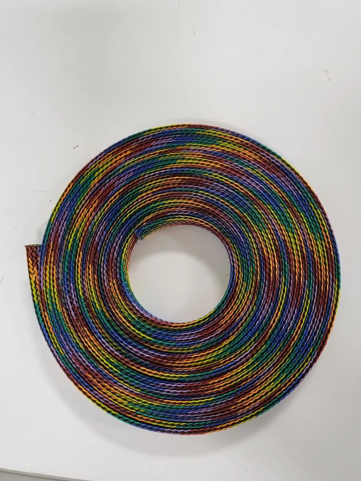 25 FT 1/2" RAINBOW WITH BLACK STRIPE PET EXPANDO SLEEVING BRAID AC/DC WIRE AND SUPPLY