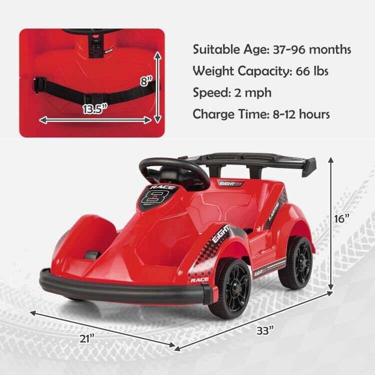 6V Kids Ride On Go Kart with Remote Control and Safety Belt - Toddler Driving Car Toy