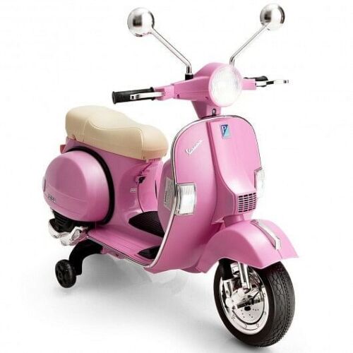 6V Pink Kids Vespa Scooter Motorcycle with Headlight, Fun Music & Sound Effects