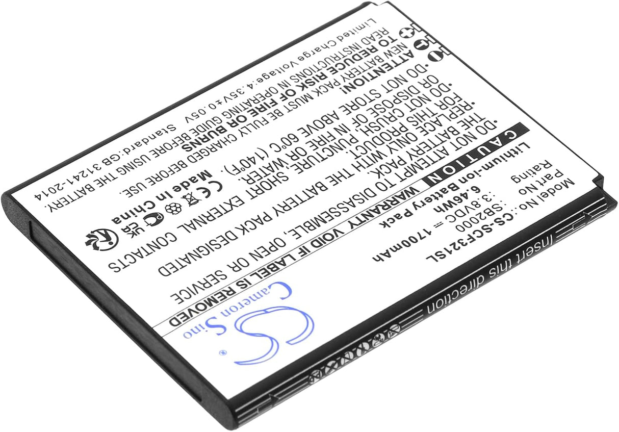 1700mAh / 6.46Wh Replacement Battery for Flip SC3218B, Flip SC3218T, SB2000 TekShack