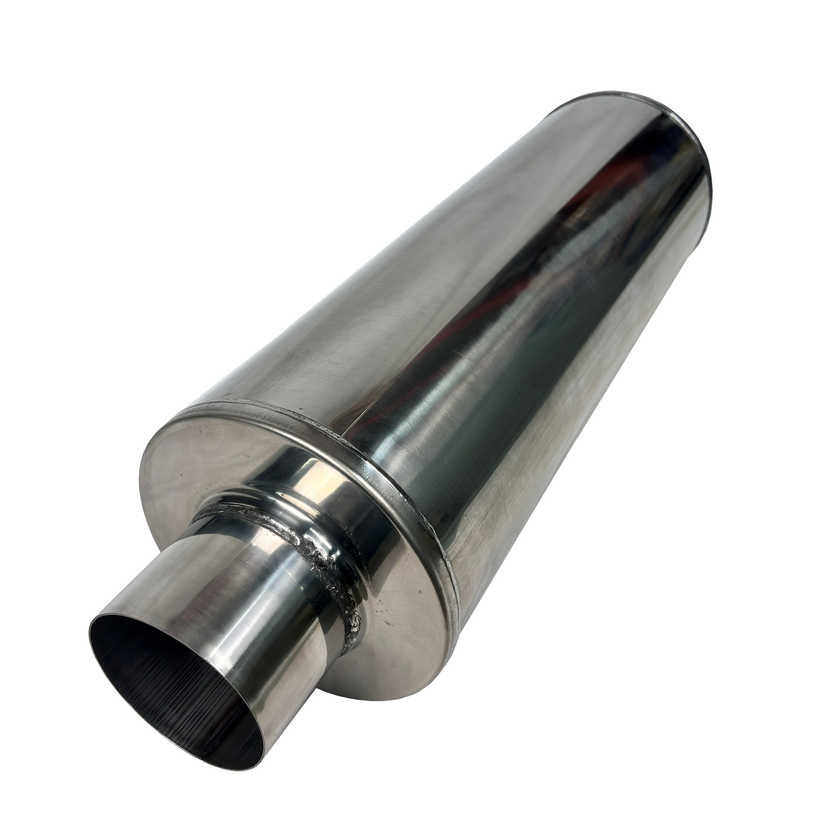 Stainless 8" Round Fiberglass Packed Muffler Mel's Manufacturing