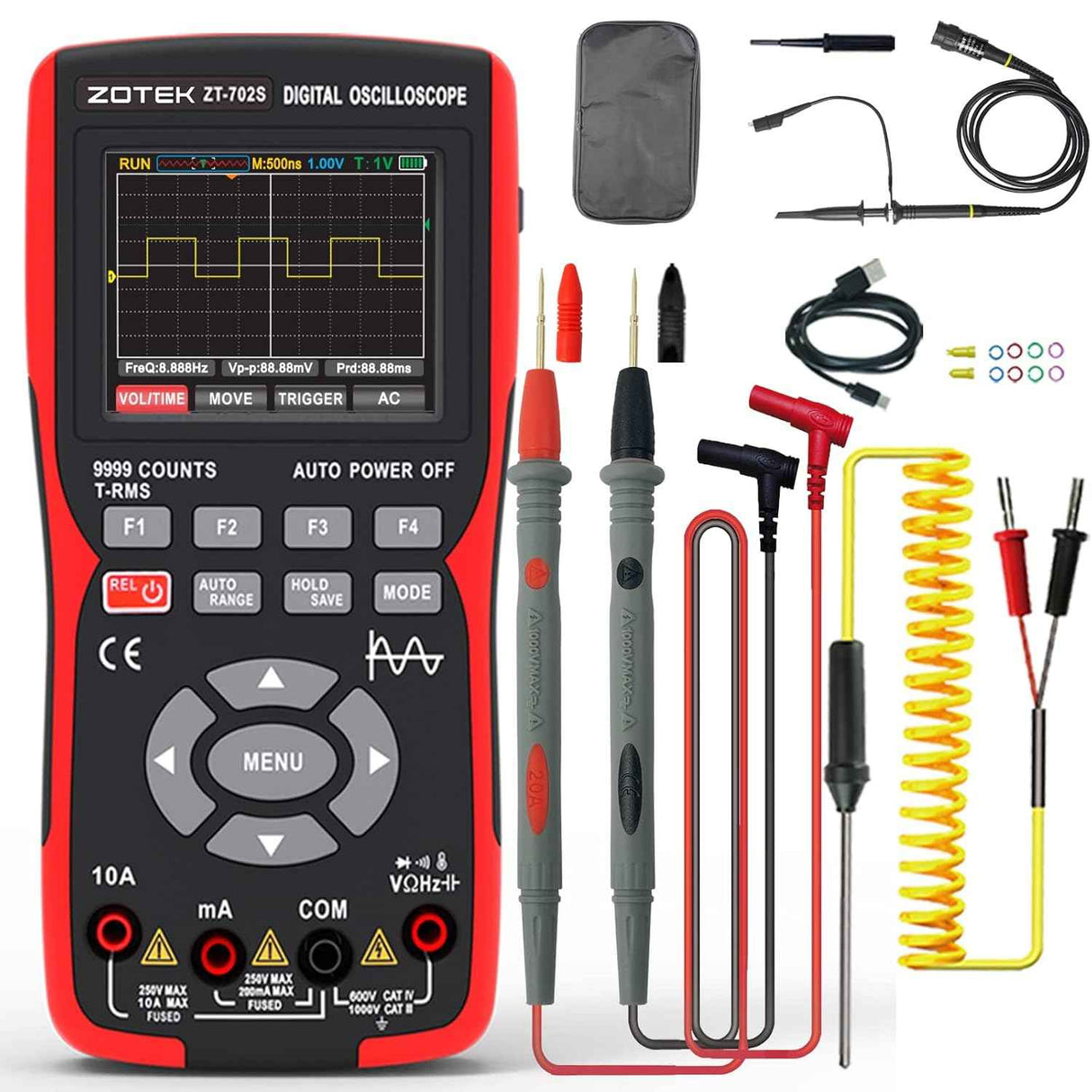 2-in-1 Oscilloscope Multimeter – 10MHz Bandwidth, TekShack