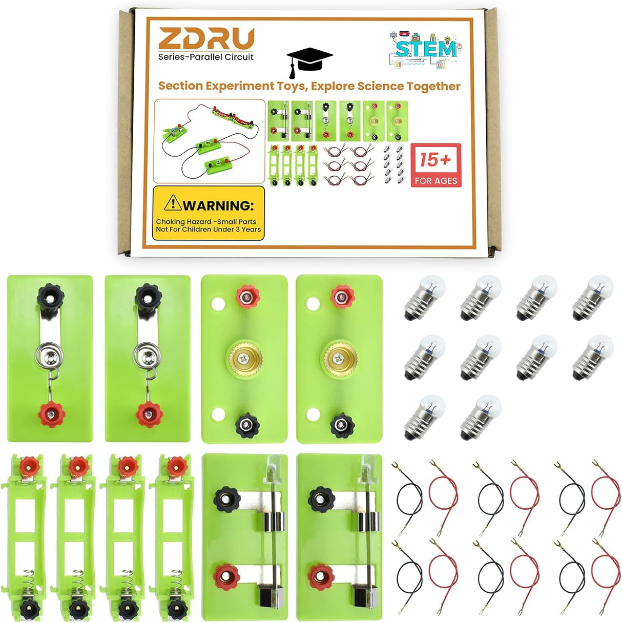 32-Piece Learning Circuit Kit – Basic Electrical Experiment Box for Series & Parallel Circuits ZDRU