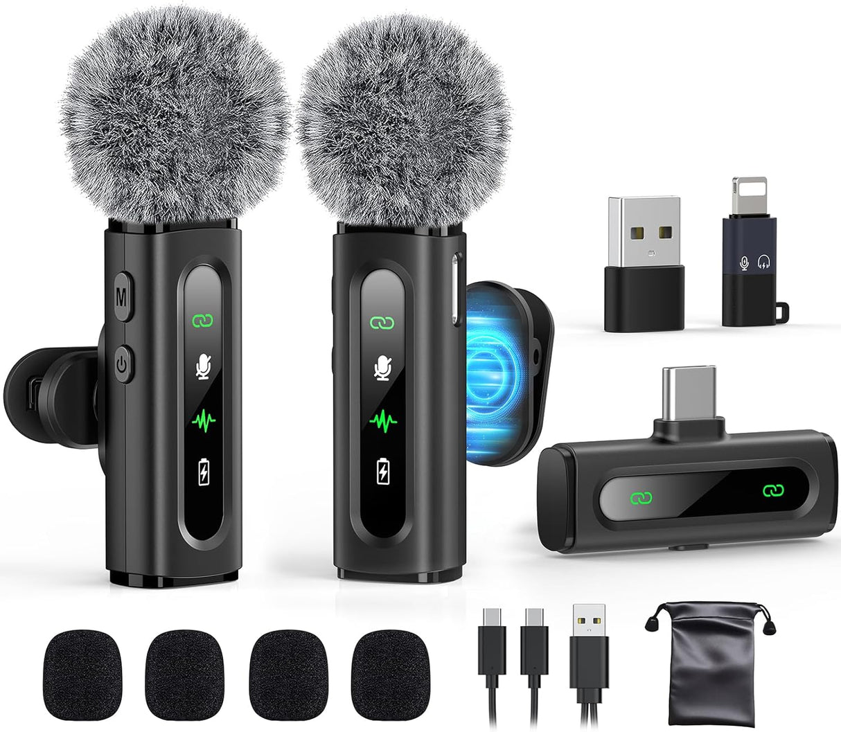 USB-C Wireless Lavalier Mic – Clip-On Mini Mic with Noise Cancellation TekShack
