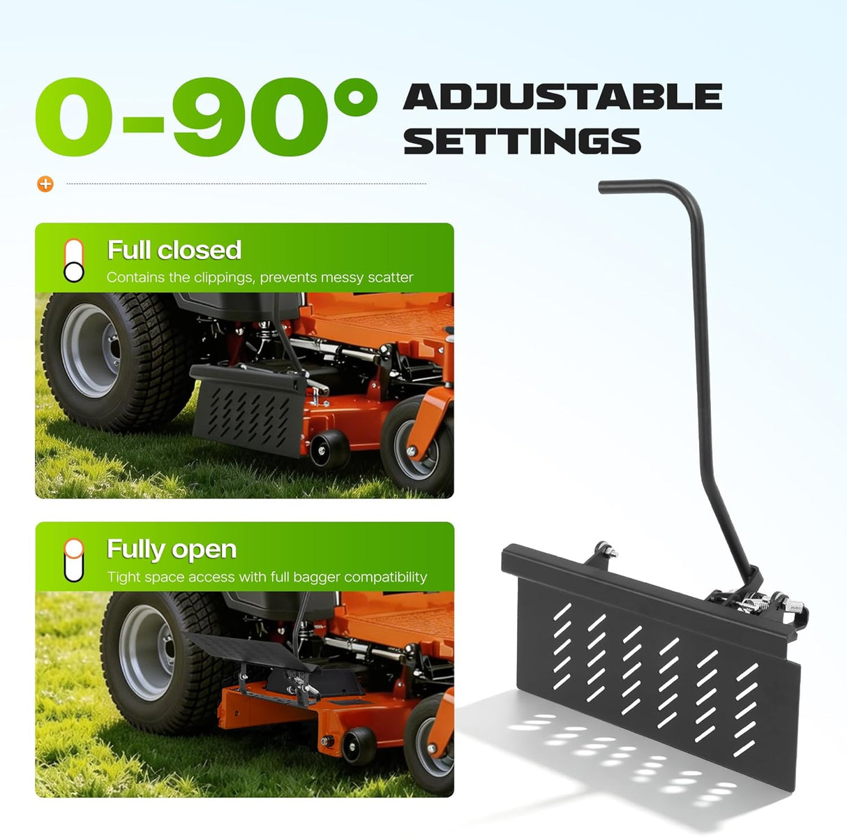 Adjustable Steel Lawn Mower Chute Blocker 0 to 90 Degree