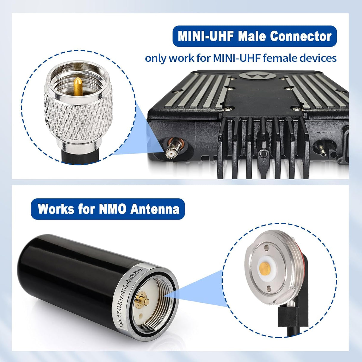 NMO to Mini-UHF Cable – 16.4ft RG58 Extension TekShack