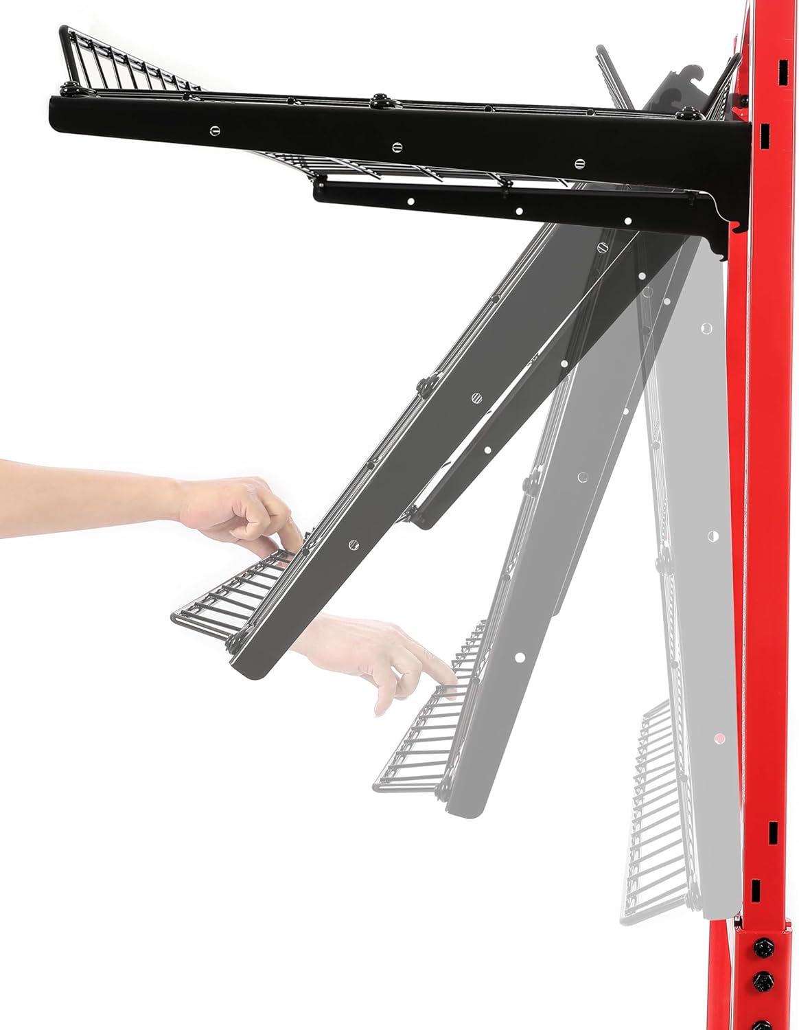 Rolling 3 Shelf Auto Body Parts Storage Rack Steel Red