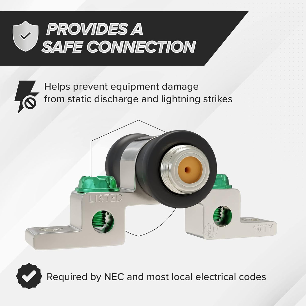 Coaxial Ground Block Connector F-Type RG6 3GHz Single Port TekShack