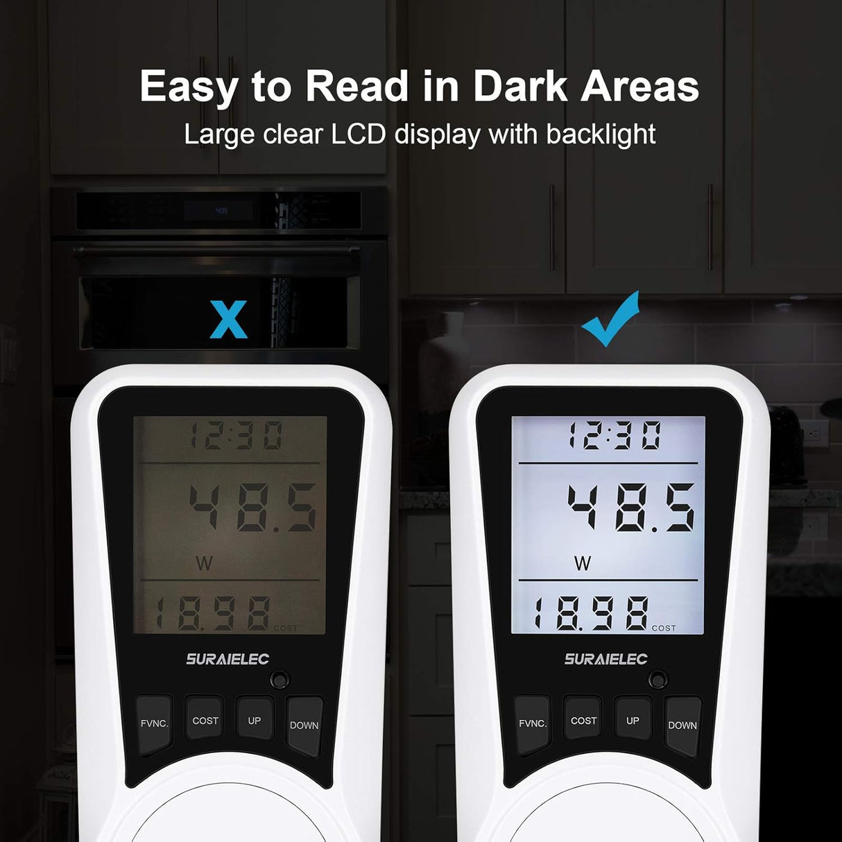 Plug-in Watt Meter Power Usage Monitor with Cost Calculator TekShack