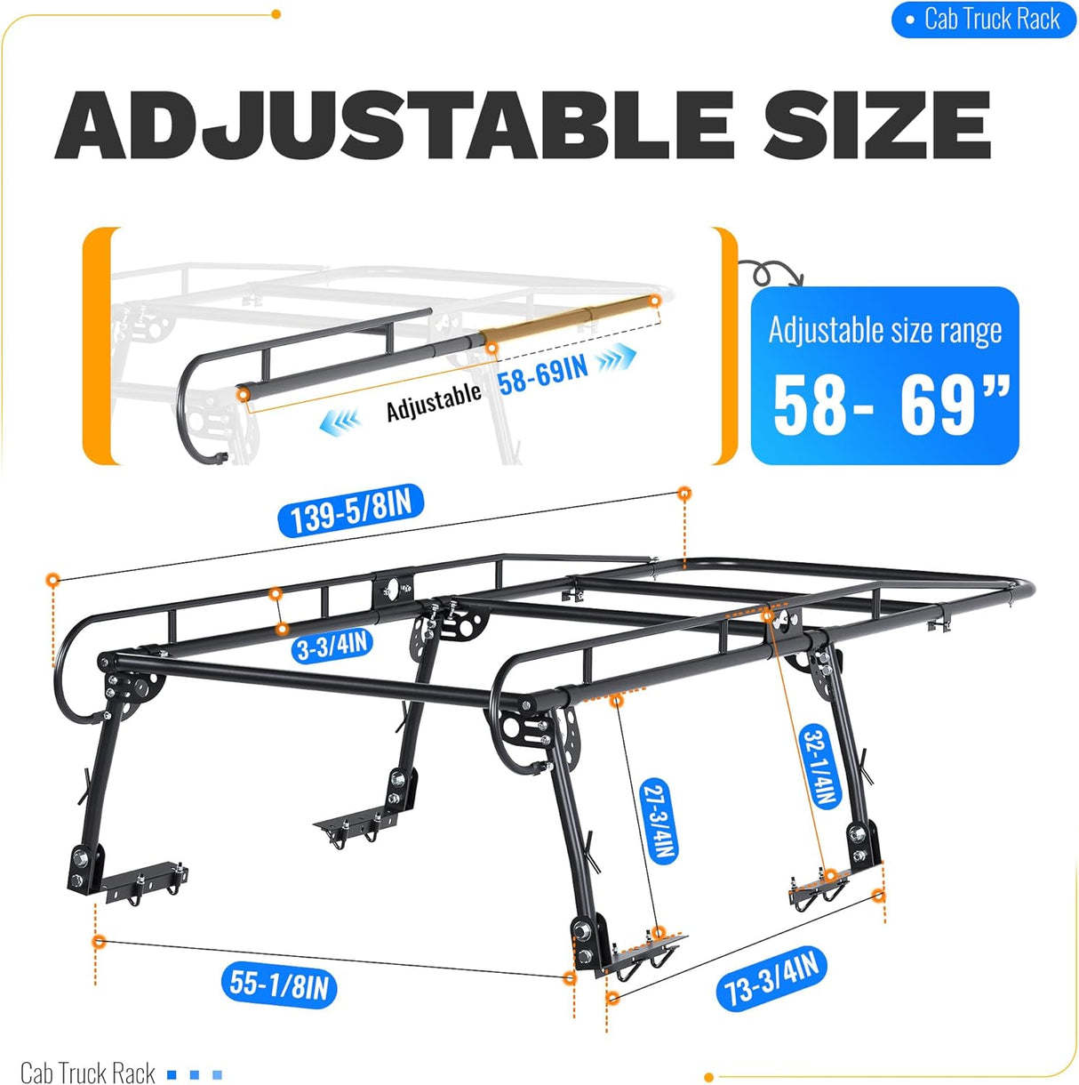 Truck Ladder Rack Heavy Duty Steel Adjustable Universal Fit
