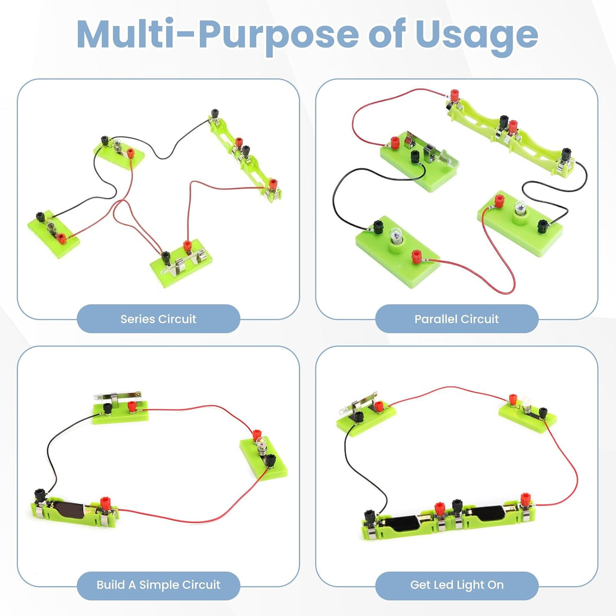 32-Piece Learning Circuit Kit – Basic Electrical Experiment Box for Series & Parallel Circuits ZDRU
