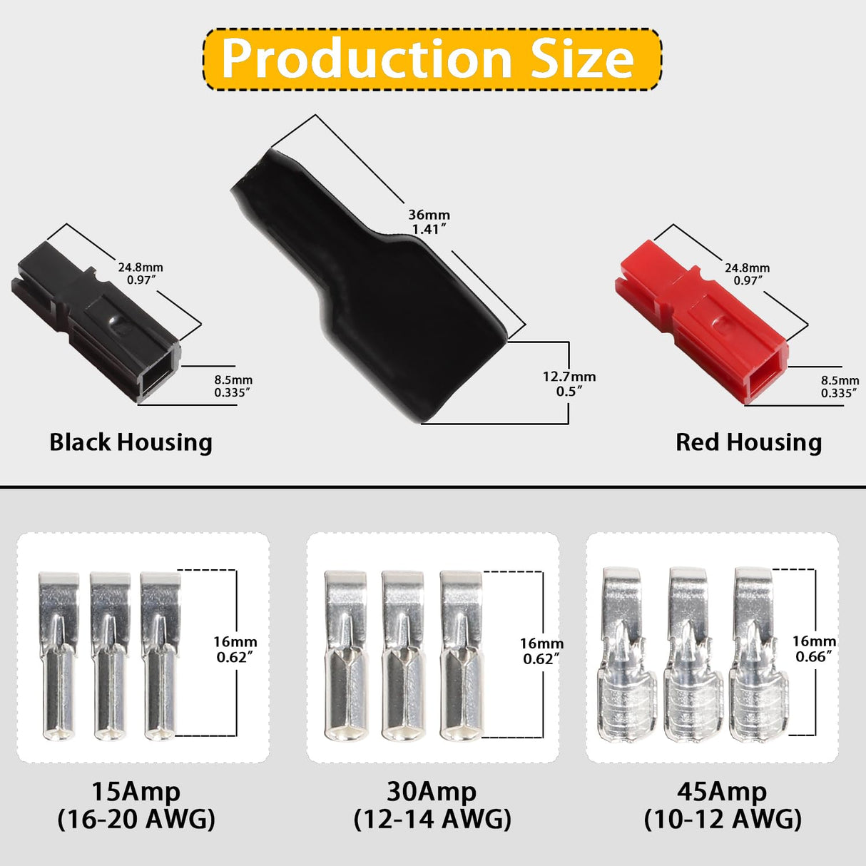 15/30/45A Battery Connector & Crimp Tool Kit – AWG10-20, Red/Black Quick Disconnect Set** TekShack