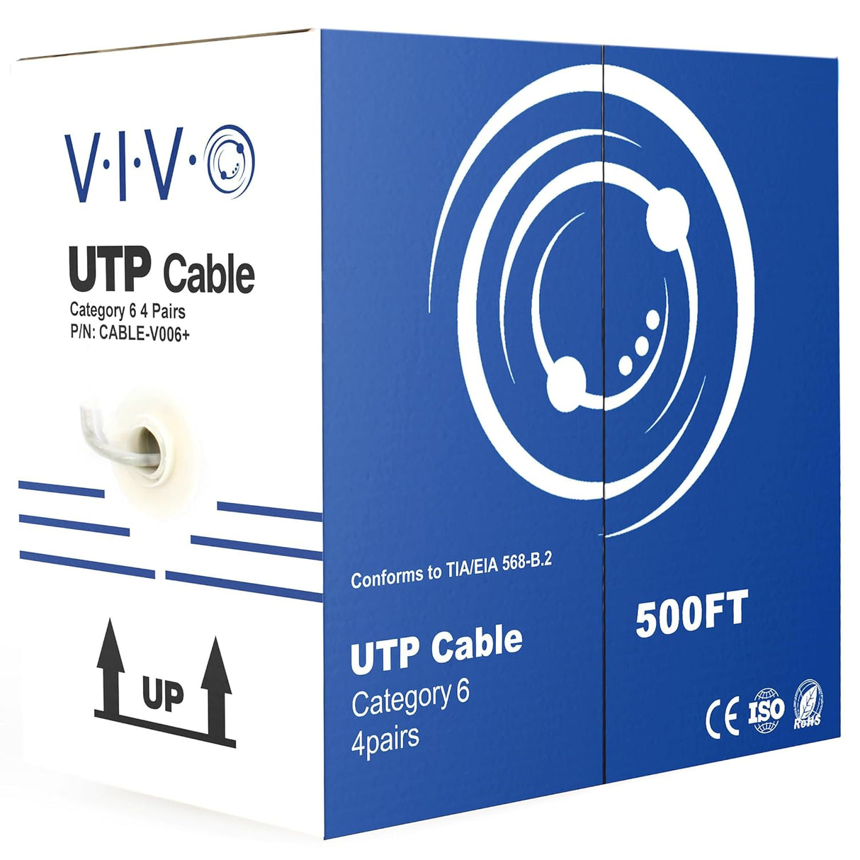 VIVO 500ft Bulk Cat6 Ethernet Cable – 23AWG CCA, UTP, Pull Box, Gray (CABLE-V006) TekShack