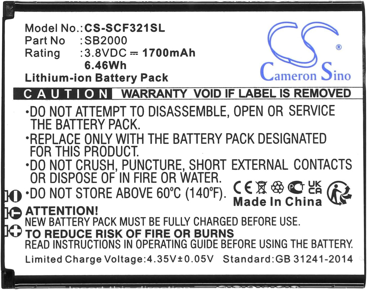 1700mAh / 6.46Wh Replacement Battery for Flip SC3218B, Flip SC3218T, SB2000 TekShack
