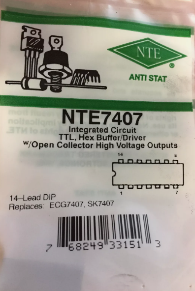 NTE7407 IC-TTL HEX BUFFER/DVR 14-LEAD NTE