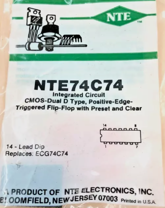 NTE74C74 IC CMOS Dual D-Type Positve Edge Triggered Flip-Flop NTE