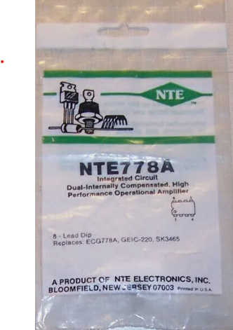 NTE778A IC, Dual-Internally Compensated Hi Performance Op Amp, 8 PIN DIP NTE