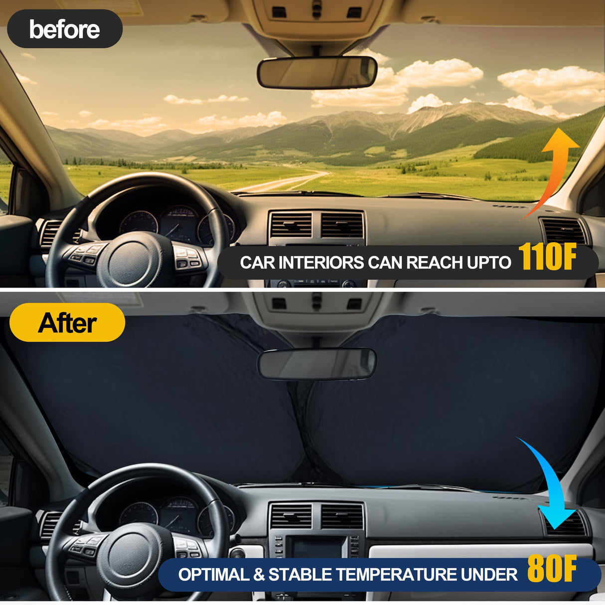Trucktok Specially Customized Universal Windshield Sunshade Summer Interior Cooler Auto Sun Protector TruckTok