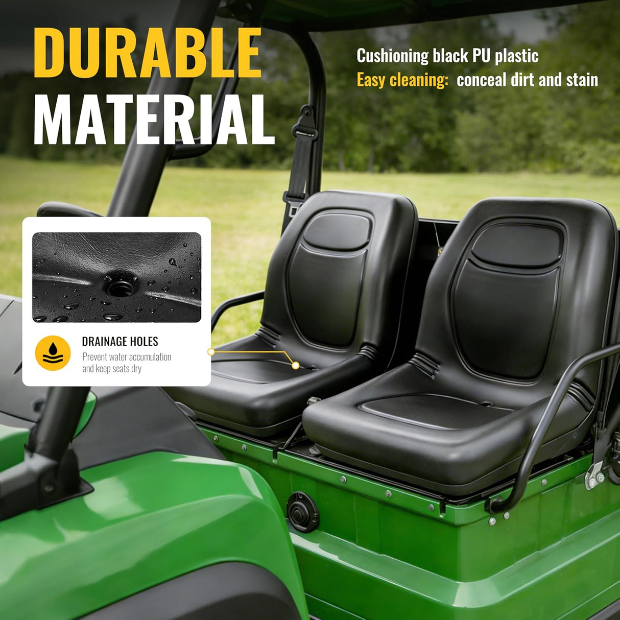 High Back Utility Vehicle Seats 2-Piece Set Black PU