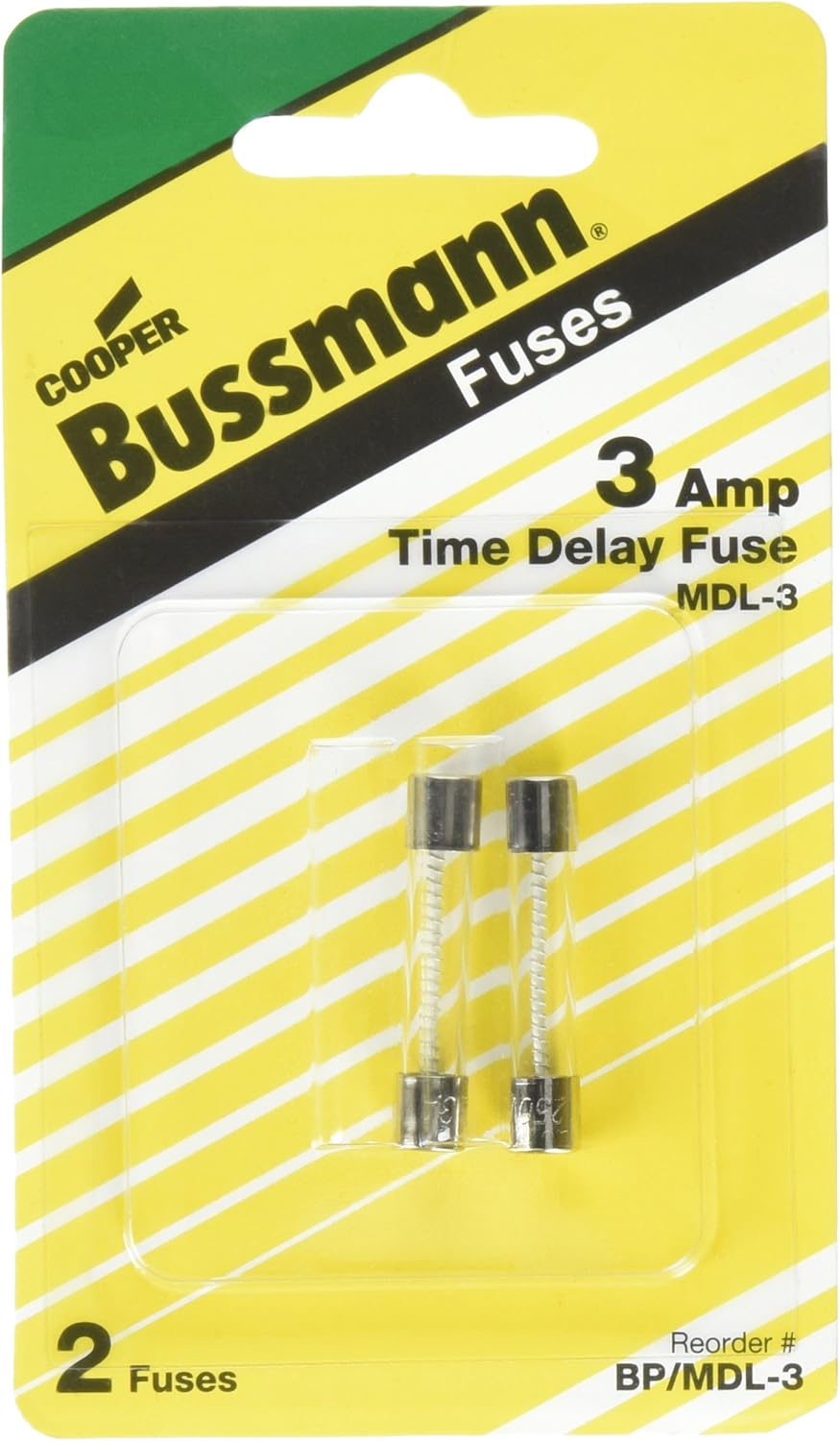 Bussmann BP/MDL-3 3 Amp Time Delay Glass Tube Fuse (2 PACK) TekShack