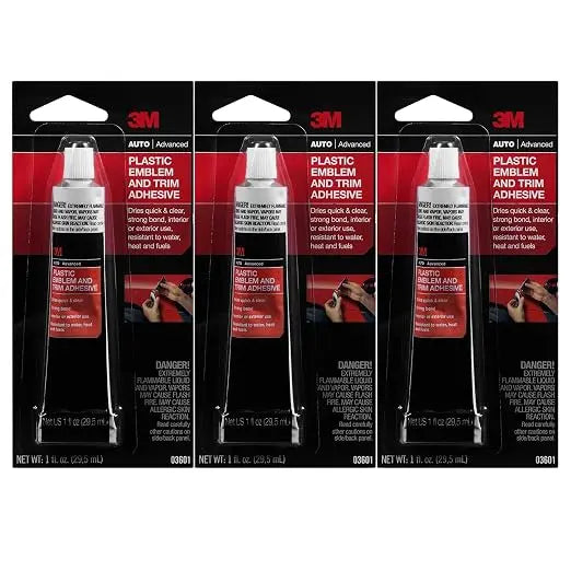 3M Plastic Emblem and Trim Adhesive for Auto Clear 03601 3 Each