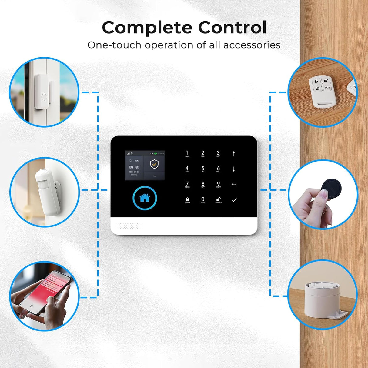 Home Security Alarm System – WiFi/GSM, Alexa Compatible, No Monthly Fees RFID