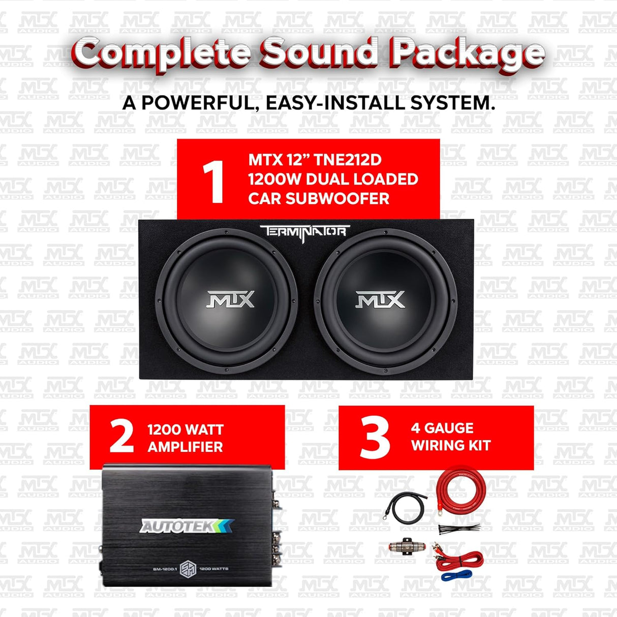 MTX TNE212DV2 Dual 12in Sealed Enclosure 400W (With Amplifier) MTX