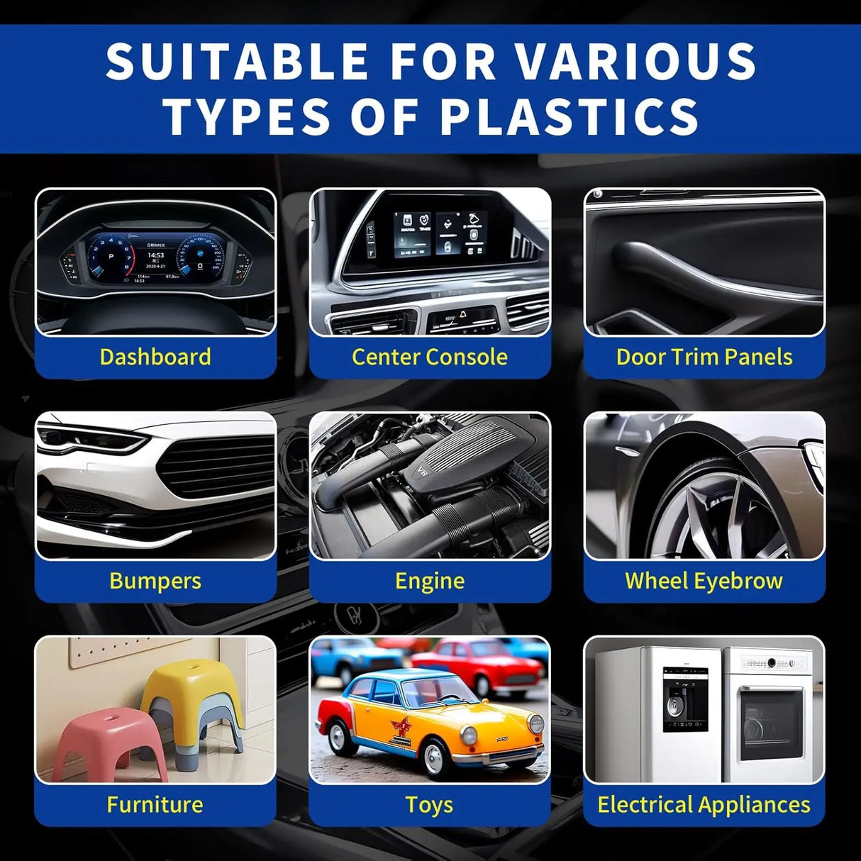 Polixel Plastic Restorer for Cars Faded Trim Bumper Interior PLASTIC 3.4oz 1 Each
