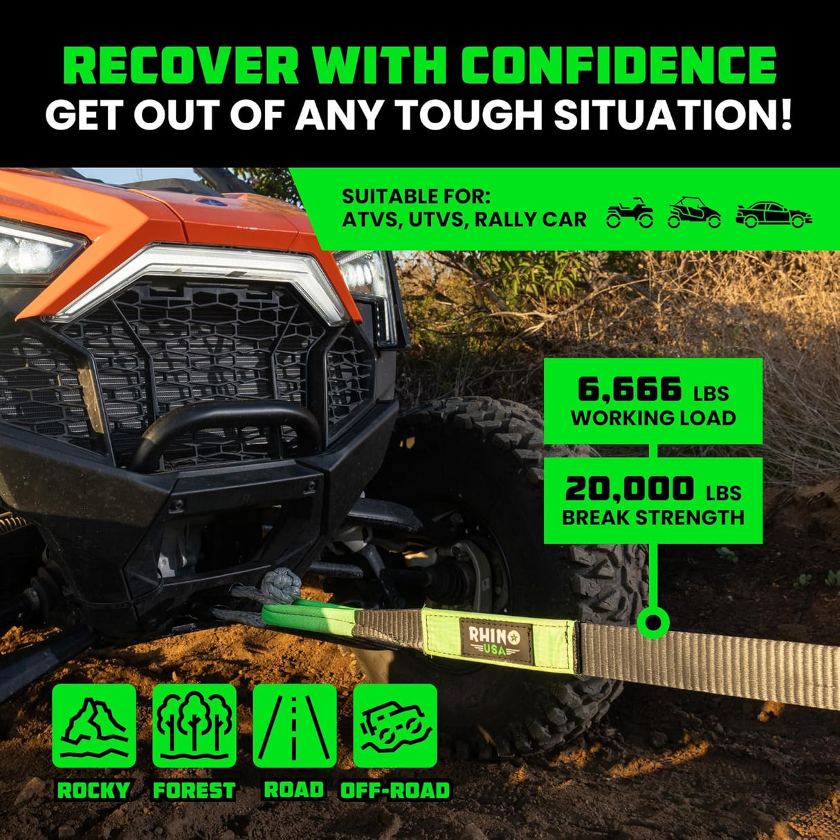 2" x 20' Ultimate Recovery Tow Strap